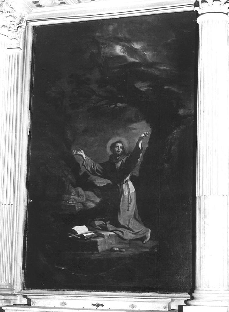 San Francesco d'Assisi riceve le stimmate (dipinto, opera isolata) di Barbieri Giovan Francesco detto Guercino, Piola Domenico (metà sec. XVII)