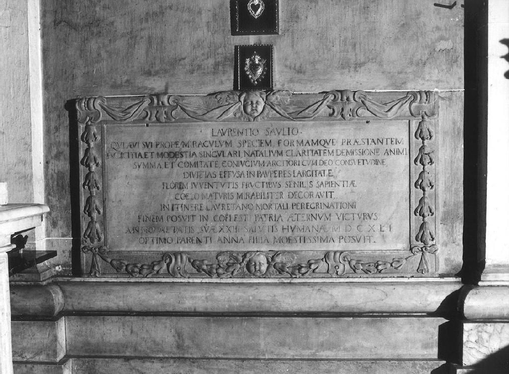 lastra tombale, opera isolata - ambito ligure (secondo quarto sec. XVII)