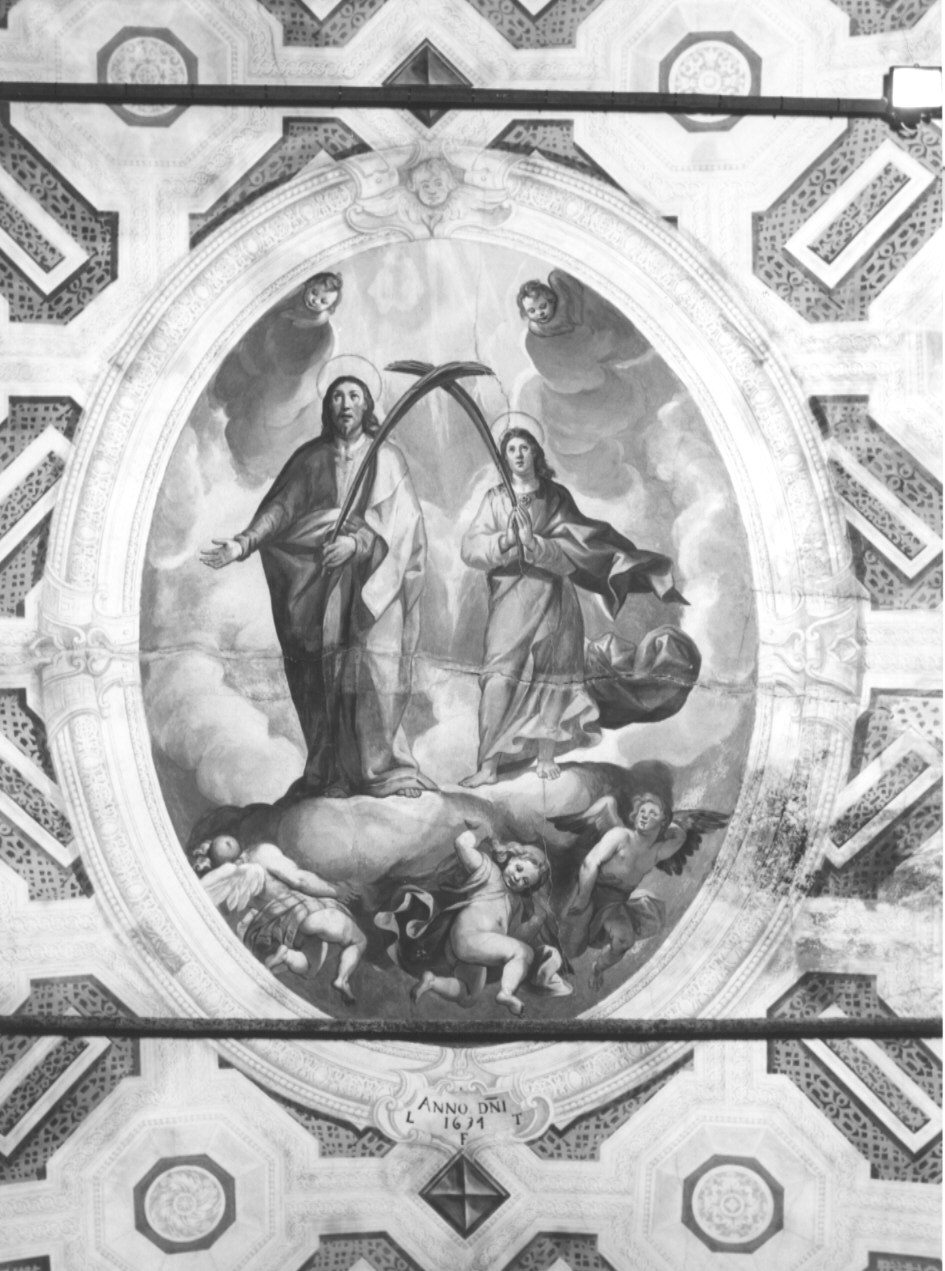 GLORIA DEI SANTI NAZARIO E CELSO (dipinto, opera isolata) di Tavarone Lazzaro detto Bisaccione (secondo quarto sec. XVII)