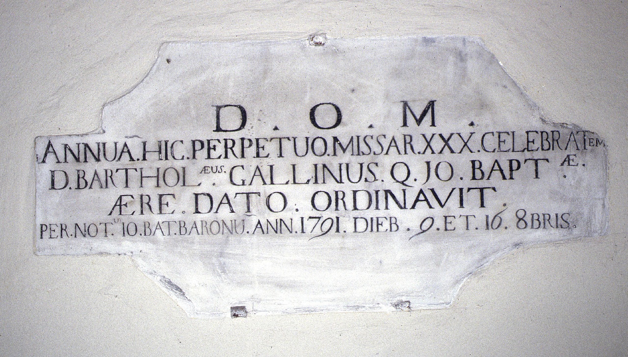 lapide, opera isolata - ambito ligure (fine sec. XVIII)