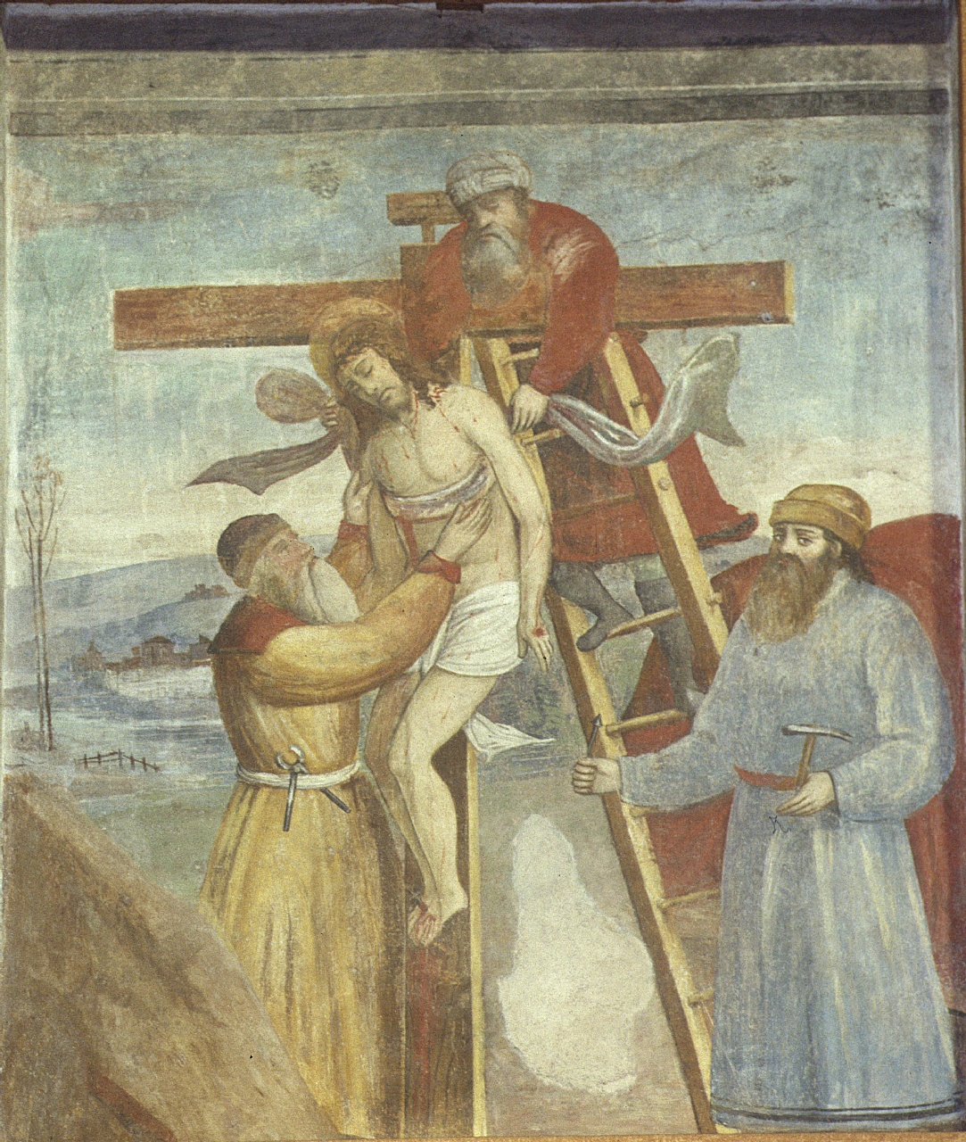 CRISTO DEPOSTO DALLA CROCE (dipinto, opera isolata) - ambito ligure (terzo quarto sec. XVI)