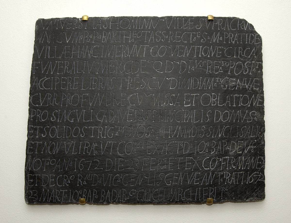 lapide documentaria, opera isolata - PRODUZIONE LIGURE (terzo quarto sec. XVII)