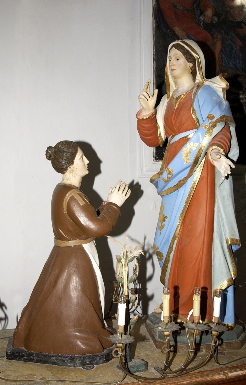 Apparizione della Madonna (gruppo scultoreo, elemento d'insieme) - ambito ligure (fine/inizio secc. XIX/ XX)