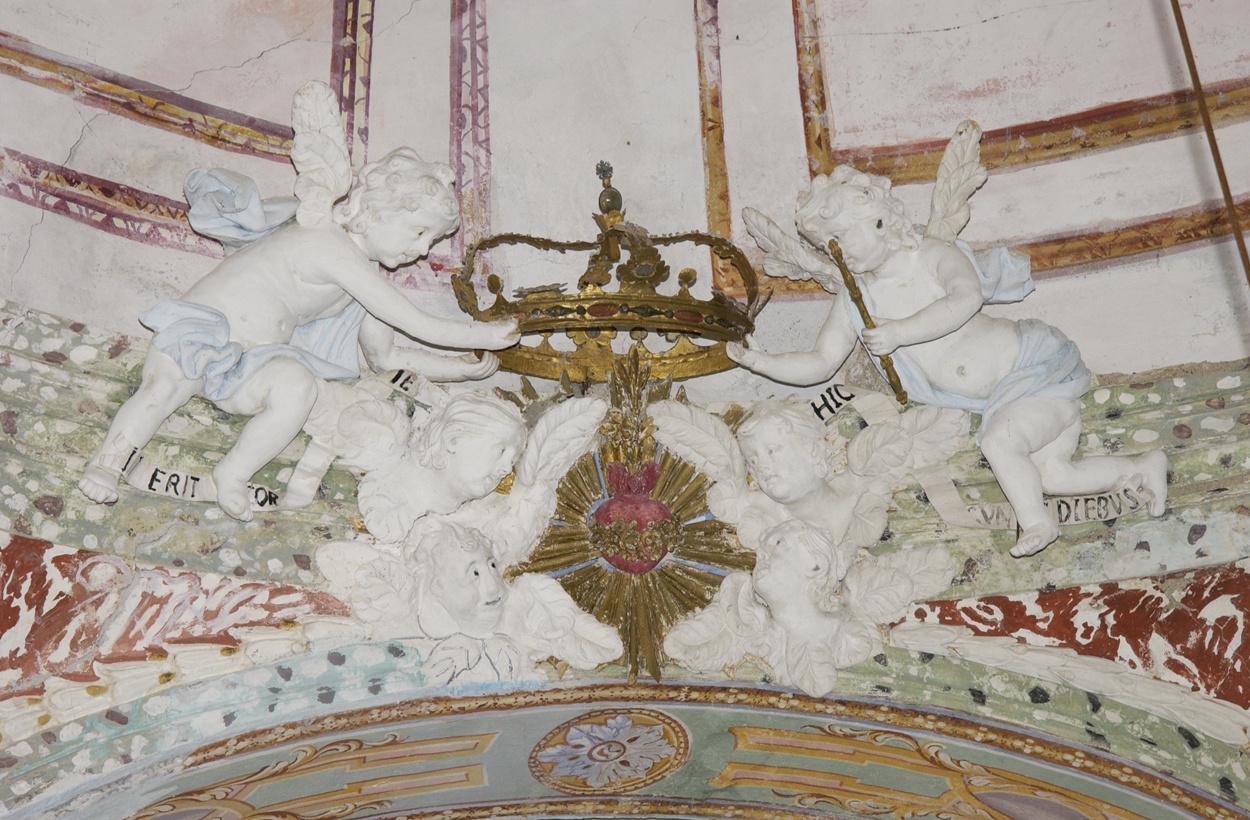 Angeli con scettro e corona (decorazione plastica, elemento d'insieme) - bottega ligure (primo quarto sec. XIX)