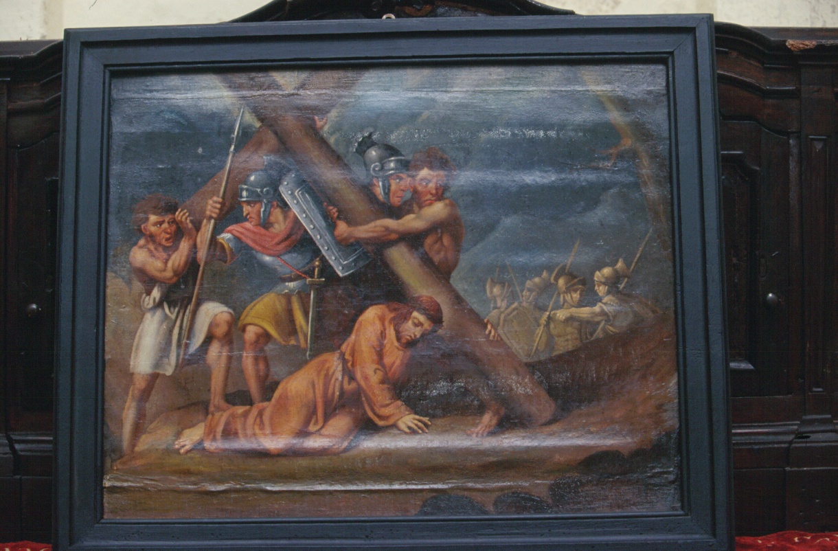 Cristo cade sotto la croce (Via Crucis, ciclo) - ambito ligure (prima metà sec. XIX)