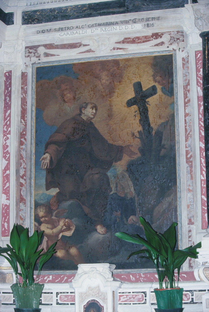 San Pietro d'Alcantara di fronte alla croce (pala d'altare, opera isolata) - ambito ligure (fine/inizio secc. XVII/ XVIII)