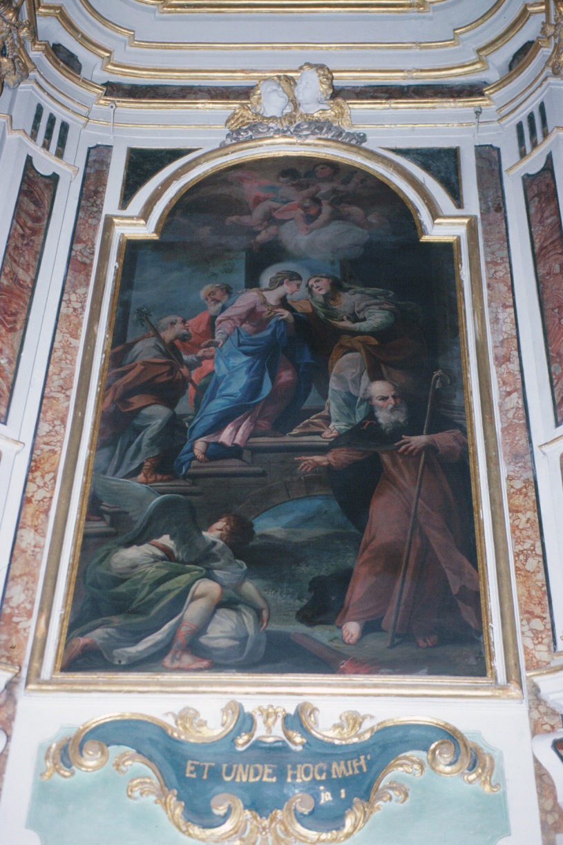 Visitazione/ Sant'Antonio abate (pala d'altare, opera isolata) di Carrega Maurizio (e aiuti) (seconda metà sec. XVIII)