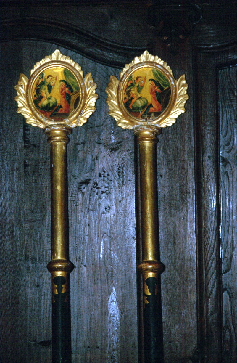 mazza processionale, insieme - ambito ligure (metà sec. XIX)