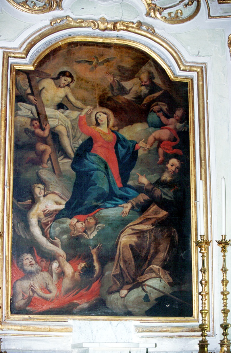Madonna che intercede per le anime del purgatorio (dipinto, opera isolata) di Carrega Francesco (metà sec. XVIII)