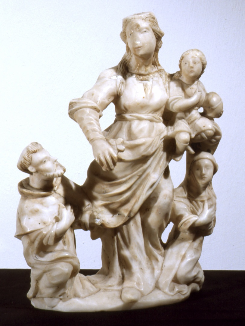 MADONNA CON BAMBINO E SANTI (gruppo scultoreo, opera isolata) - ambito toscano (?) (secc. XV/ XVI)