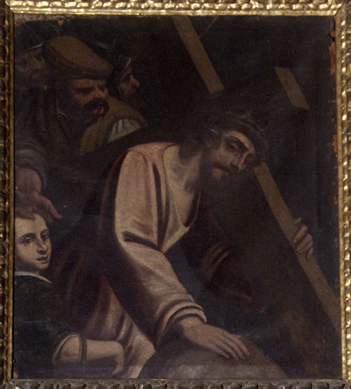 CRISTO PORTACROCE (dipinto, opera isolata) - ambito genovese (seconda metà sec. XVI)