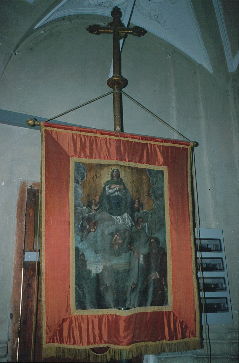 Madonna con Bambino/ Calice eucaristico (stendardo processionale, insieme) - ambito ligure (prima metà sec. XIX)