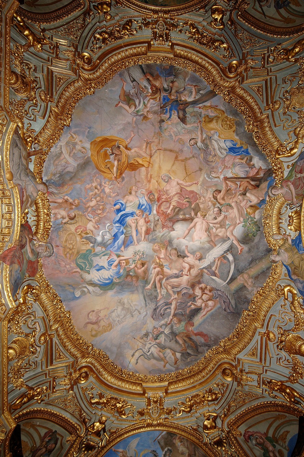 Olimpo (decorazione plastico-pittorica, opera isolata) di De Ferrari Lorenzo, Carlone Diego Francesco (secondo quarto sec. XVIII)