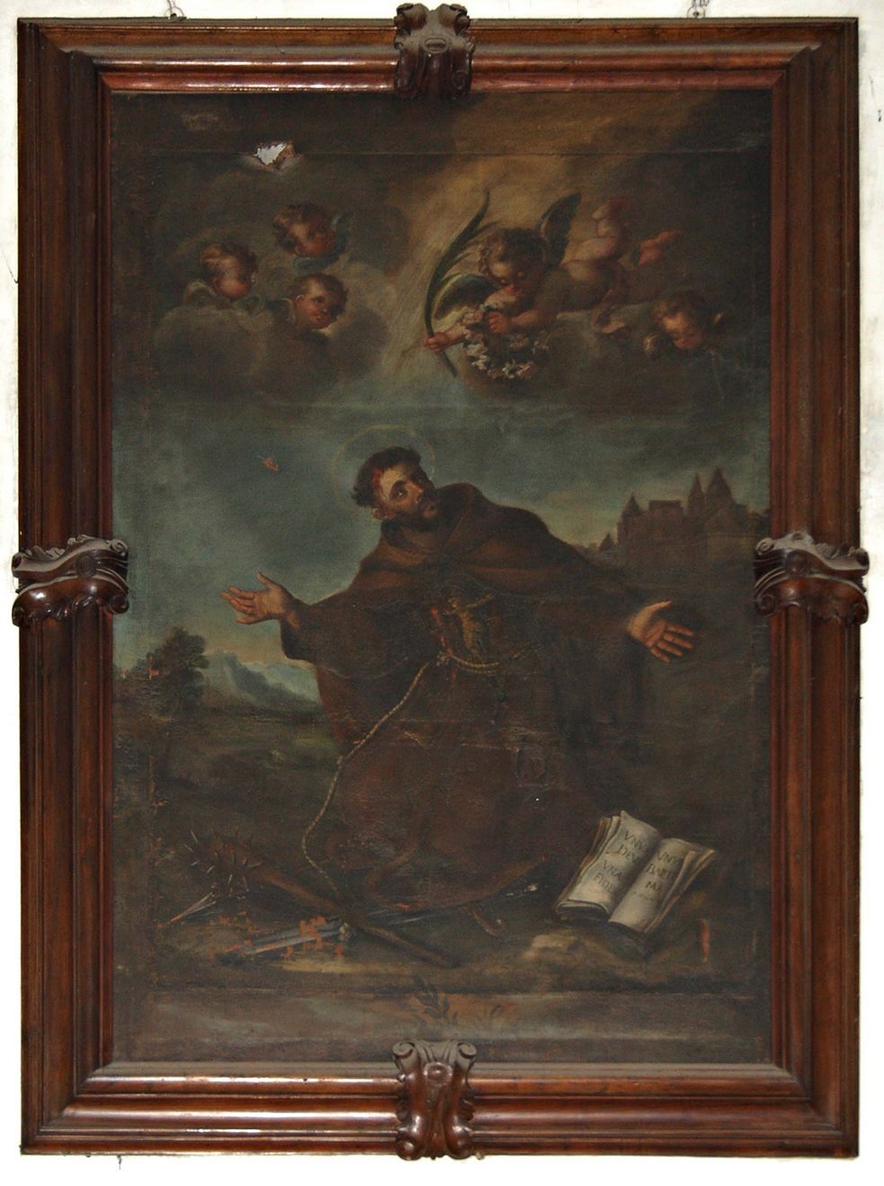 SAN FRANCESCO D'ASSISI RICEVE LE STIMMATE (dipinto, opera isolata) - ambito genovese (metà sec. XVII)