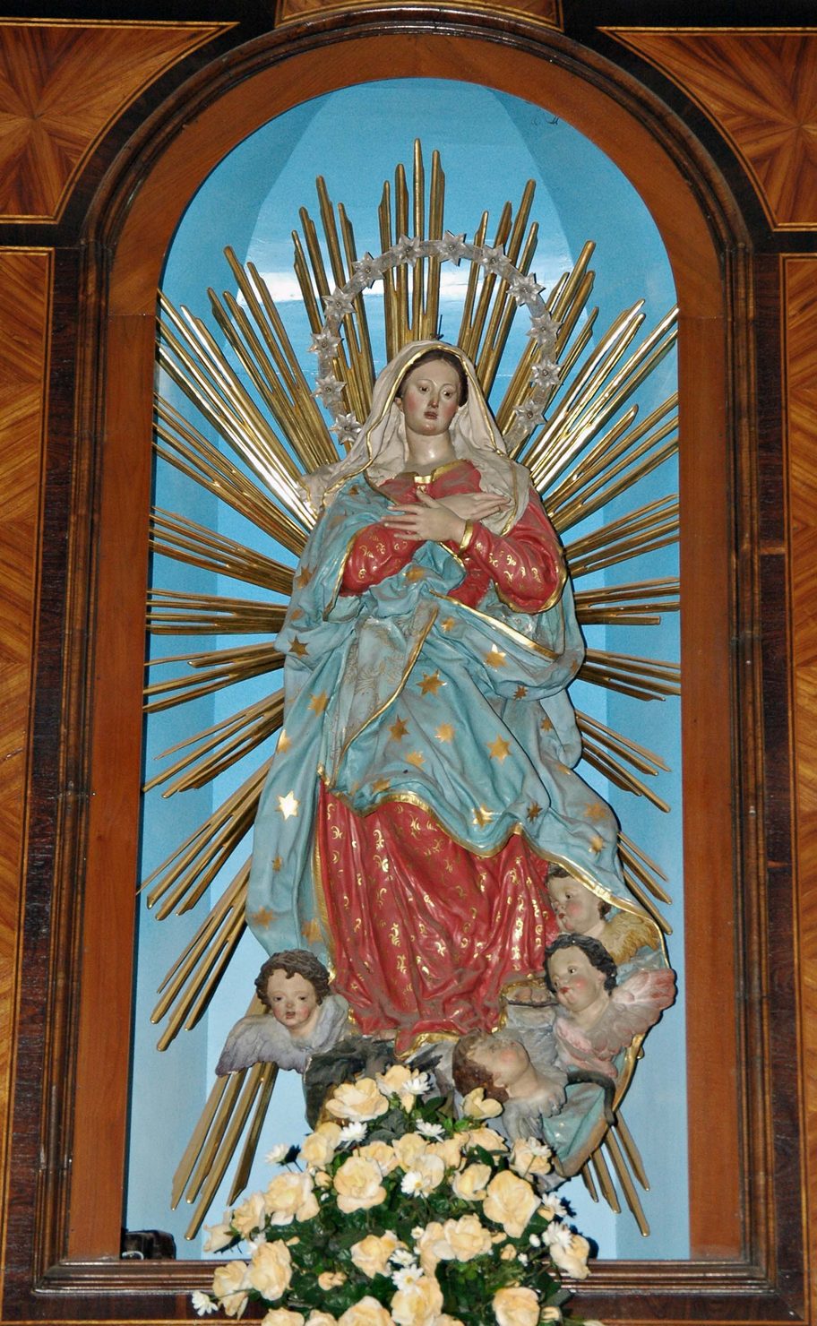 MADONNA IN GLORIA (statua, opera isolata) - bottega genovese (inizio sec. XVIII)