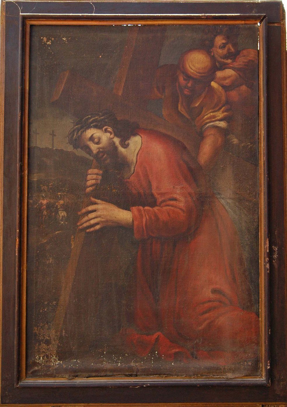 CRISTO PORTACROCE (dipinto, opera isolata) - ambito genovese (inizio sec. XVII)