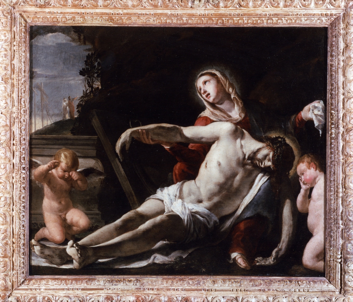 Pietà (dipinto, opera isolata) di Ansaldo Giovanni Andrea (attribuito) (secondo quarto sec. XVII)