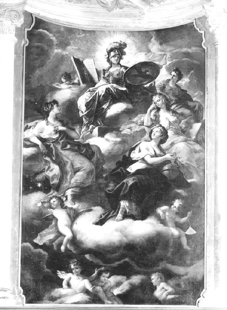 LA DIVINA SAPIENZA ATTORNIATA DELLE ARTI LIBERALI (dipinto, opera isolata) di De Matteis Paolo (primo quarto sec. XVIII)