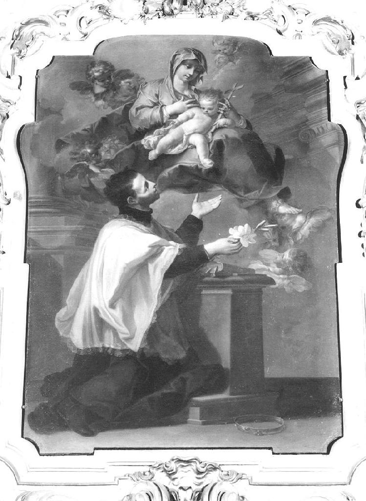 SAN LUIGI GONZAGA ADORA LA VERGINE CON IL BAMBINO (dipinto, complesso decorativo) di Galeotti Sebastiano (sec. XVIII)