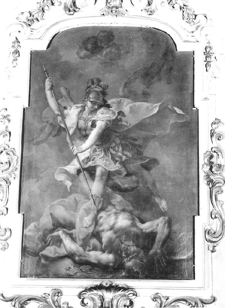 San Michele Arcangelo combatte Satana (dipinto, complesso decorativo) di Galeotti Giuseppe (attribuito) (sec. XVIII)