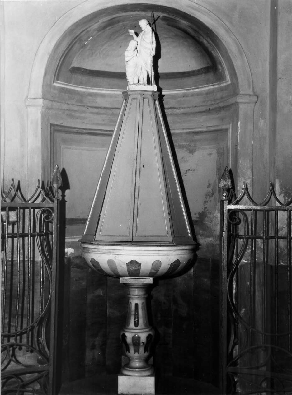 battesimo di Cristo (fonte battesimale, opera isolata) - manifattura ligure (seconda metà sec. XVIII)