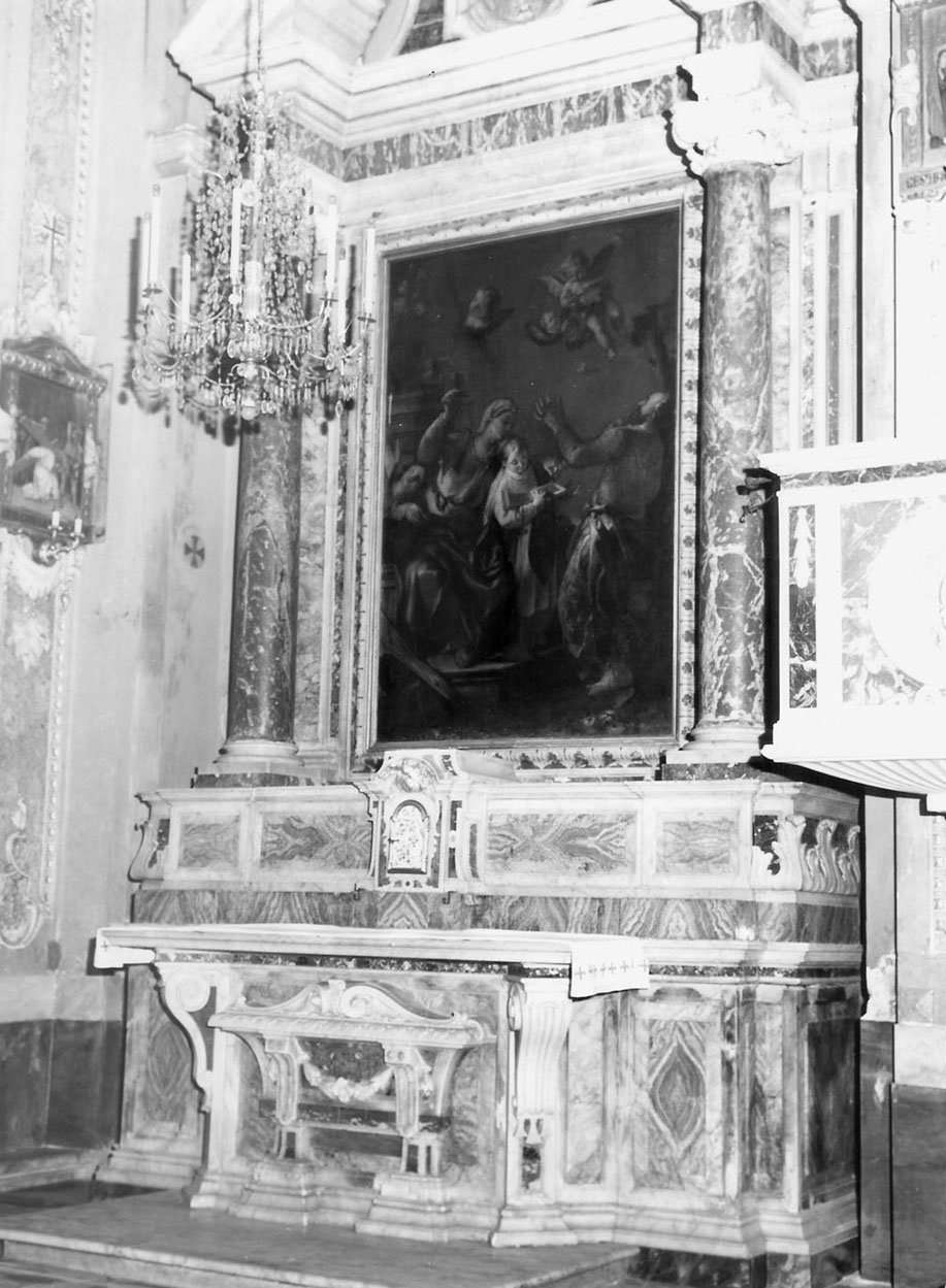 colomba dello Spirito Santo/ motivi decorativi geometrici a losanga (altare, insieme) - manifattura ligure (seconda metà sec. XVIII)