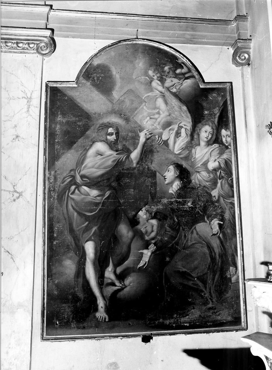 Santa Caterina da Genova in contemplazione mistica del Cristo portacroce (dipinto, opera isolata) di Ratti Giovanni Agostino (sec. XVIII)