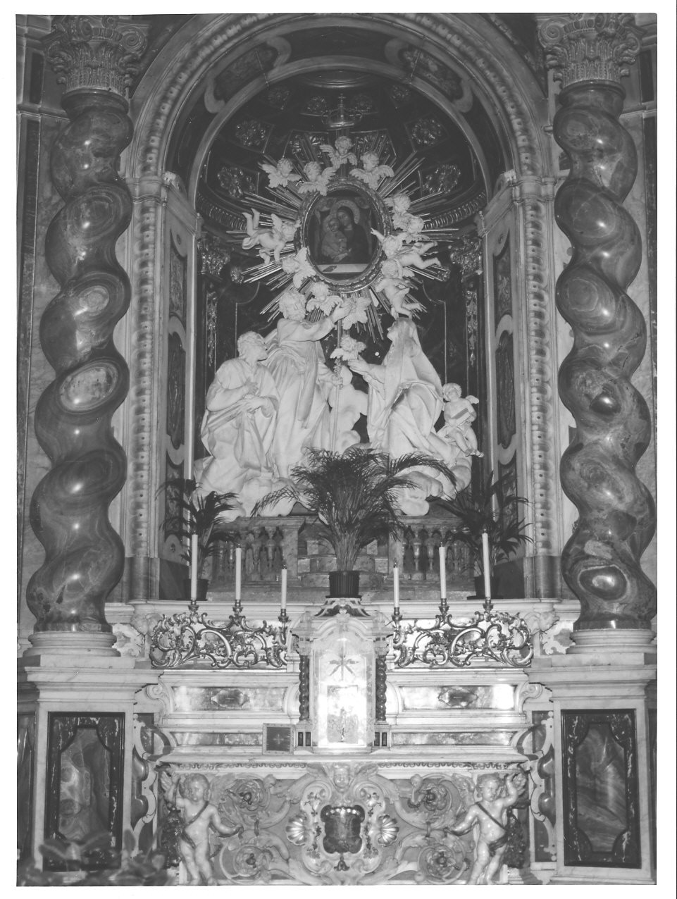 San Gioacchino, Sant'Anna e San Giuseppe in adorazione dell'immagine di N. S. della Costa (altare, insieme) - bottega italiana (primo quarto sec. XVII, sec. XVIII)