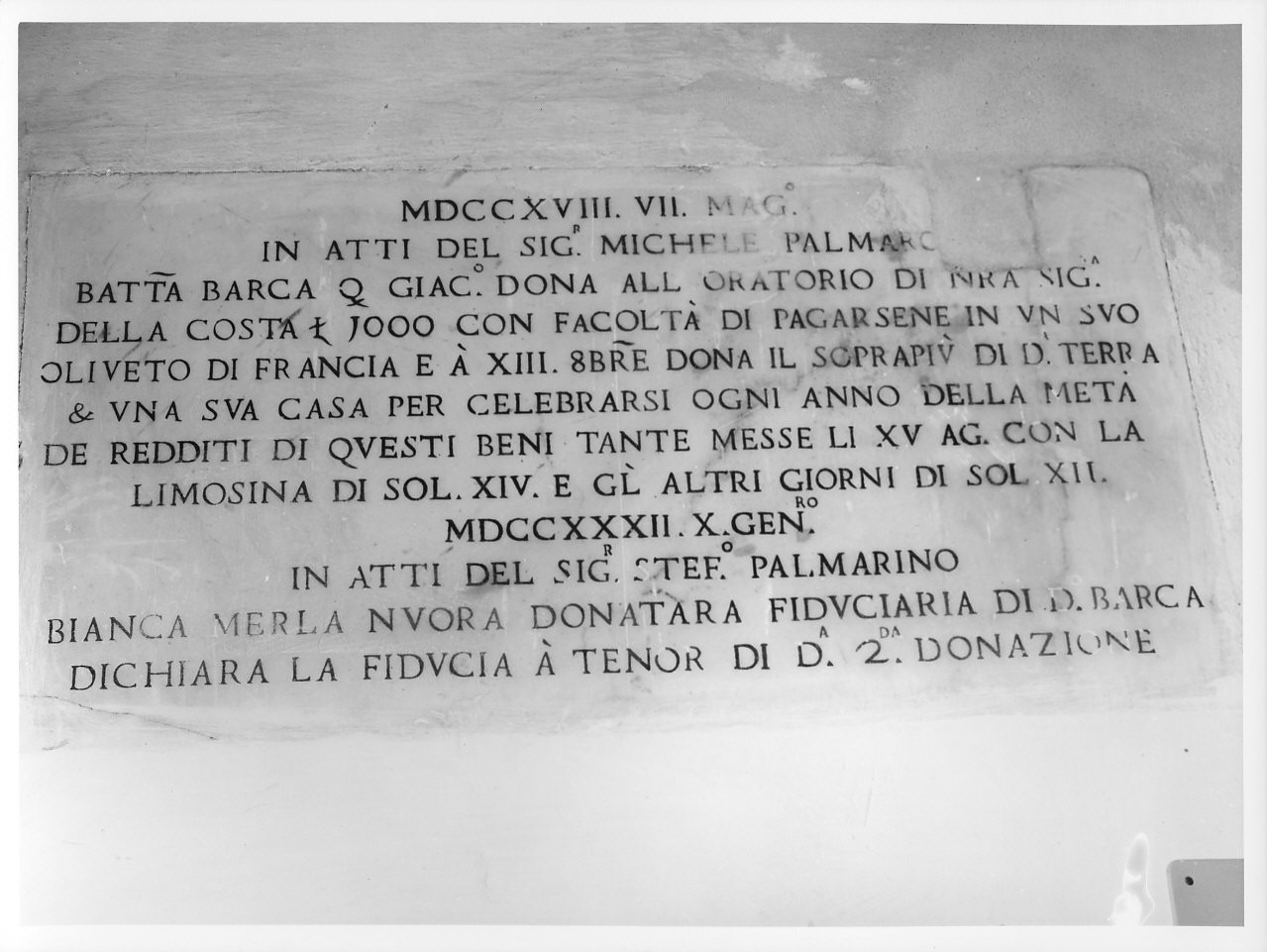 lapide commemorativa, opera isolata - bottega italiana (sec. XVIII)