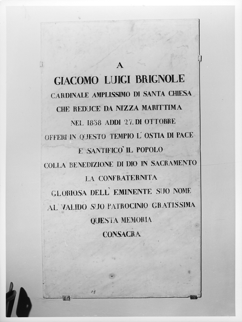 lapide commemorativa, opera isolata - bottega italiana (sec. XIX)
