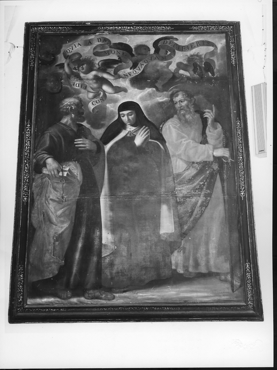 Santa Teresa d'Avila tra San Pietro e San Paolo (dipinto, opera isolata) - ambito italiano (secc. XVII/ XVIII)