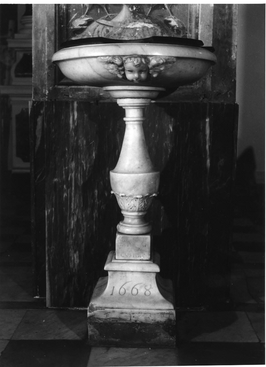 cherubino (acquasantiera - a fusto, opera isolata) - bottega ligure (terzo quarto sec. XVII)