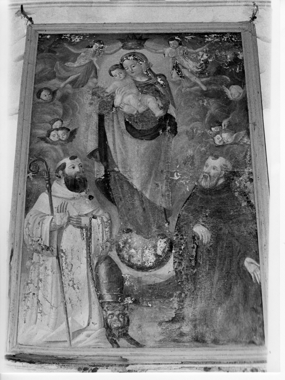 Madonna con Bambino tra San Bernardo e Sant'Antonio Abate (dipinto, opera isolata) di Borria Giovanni Battista (prima metà sec. XVIII)