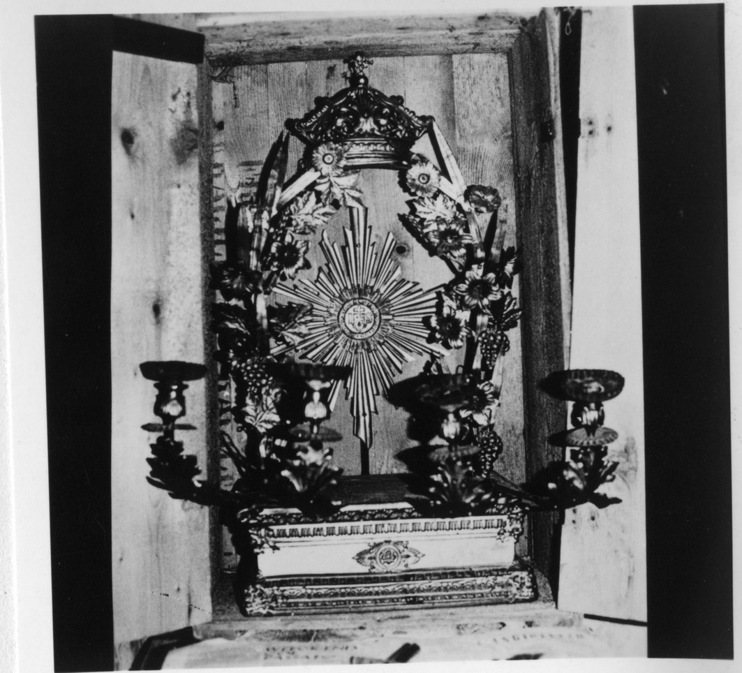 motivi decorativi vegetali/ monogramma cristologico (tronetto per esposizione eucaristica, opera isolata) - bottega ligure (sec. XIX)