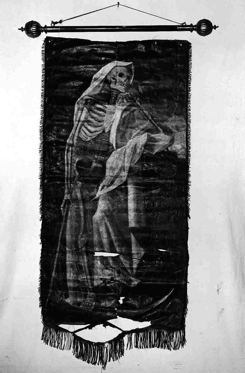 Morte/ anime del purgatorio (stendardo processionale, opera isolata) - ambito italiano (secc. XIX/ XX)