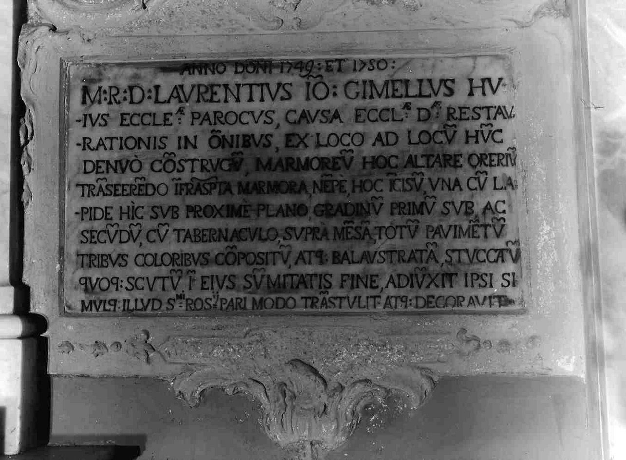 lapide, opera isolata - bottega ligure (metà sec. XVIII)