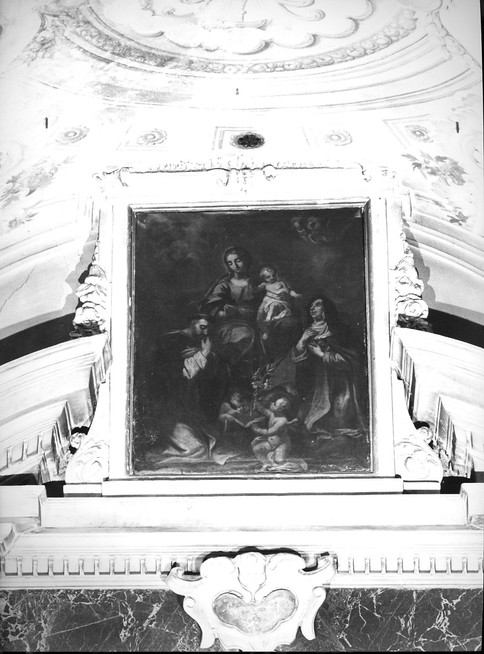 Madonna del Rosario con San Domenico e Santa Caterina da Siena (dipinto, opera isolata) - ambito genovese (sec. XVII)
