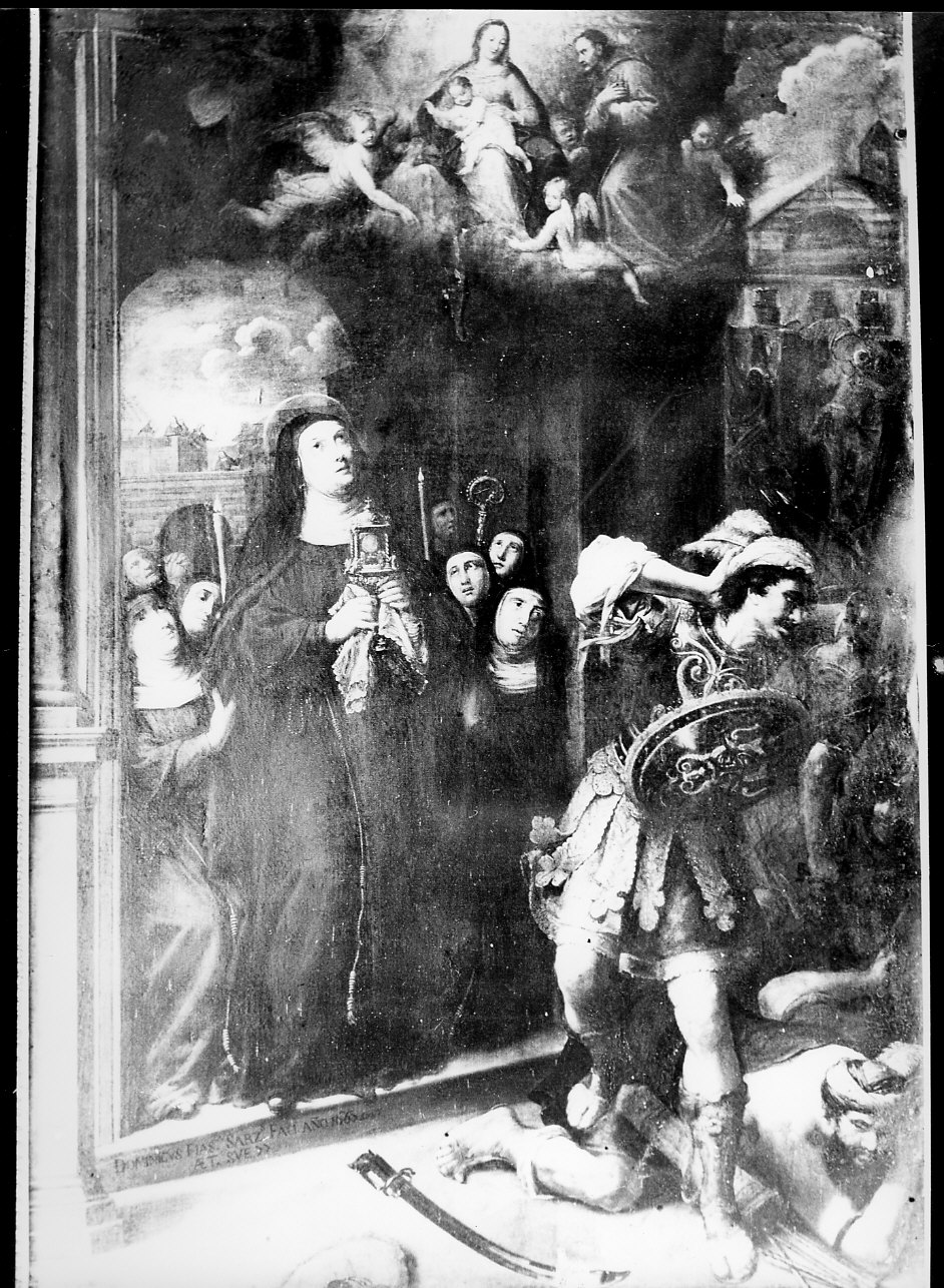 Santa Chiara respinge i saraceni con l'ostensorio (dipinto, opera isolata) di Fiasella Domenico detto Sarzana (sec. XVII)
