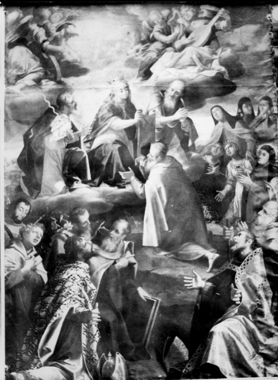 San Simone Stock riceve dalla Madonna lo scapolare e santi (dipinto, opera isolata) di Lomi Aurelio (fine/inizio secc. XVI/ XVII)