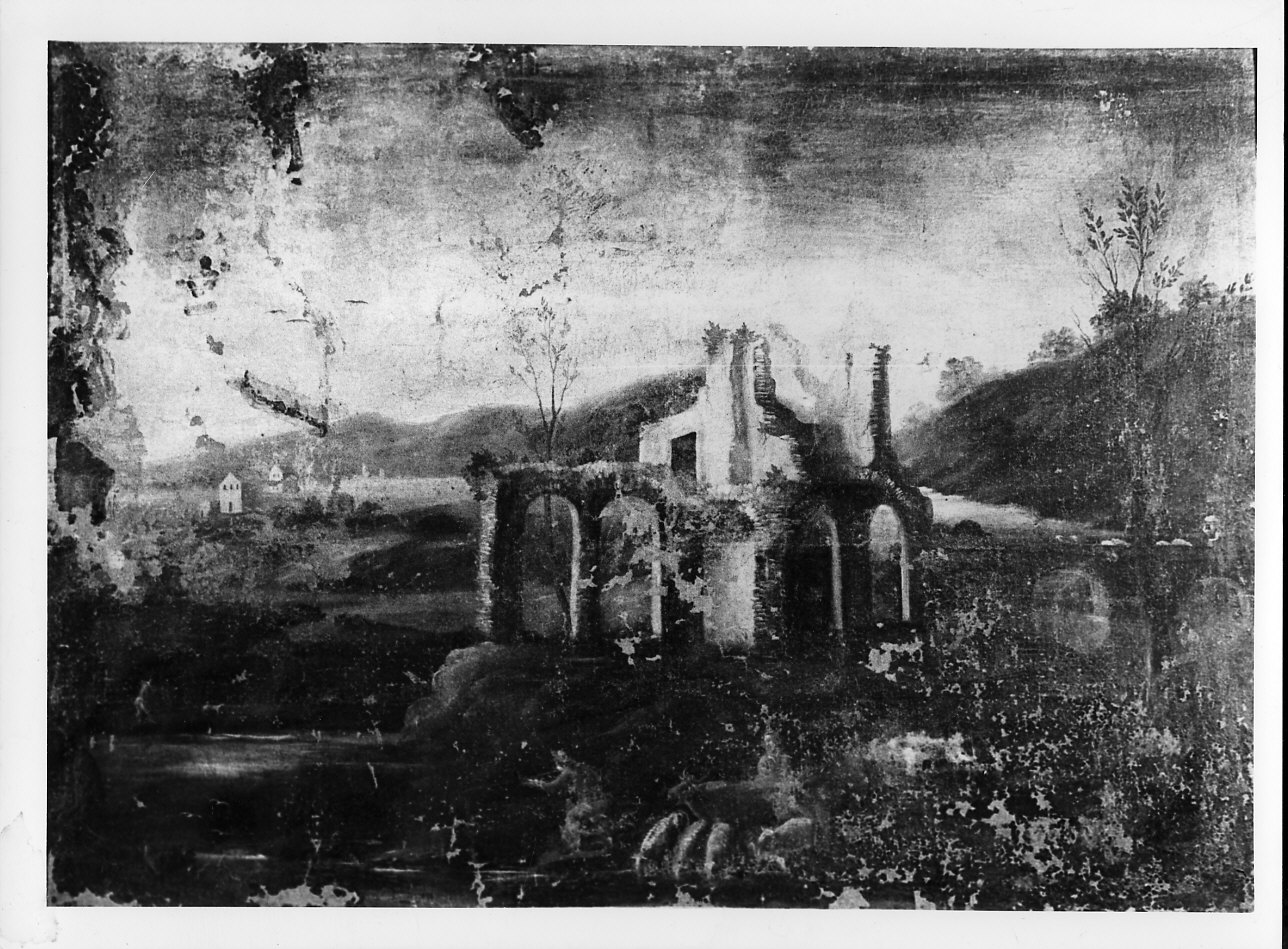 paesaggio con rovine (dipinto, opera isolata) - ambito ligure (sec. XVII)