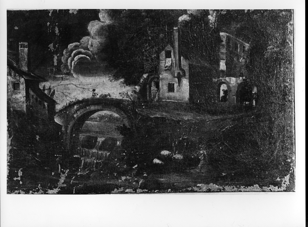 paesaggio con ponte (dipinto, opera isolata) - ambito ligure (sec. XVII)