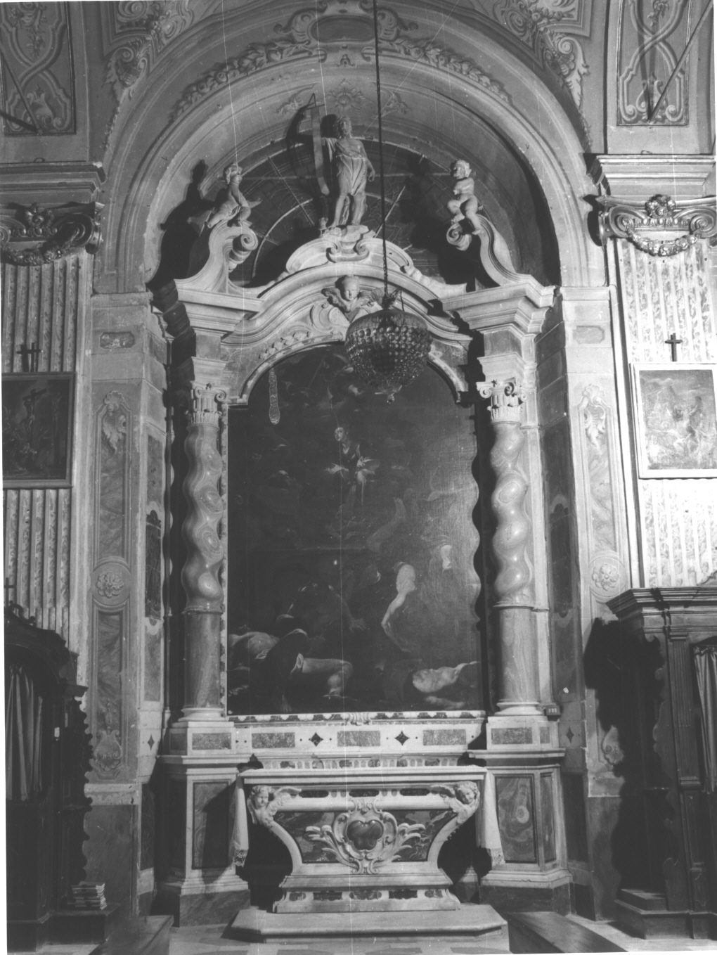 San Giovanni Evangelista/ angeli (altare, elemento d'insieme) - bottega ligure (sec. XVIII)
