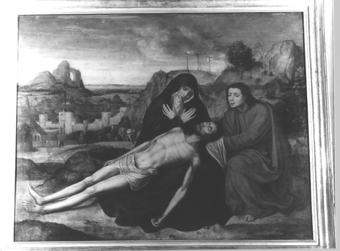 compianto sul Cristo morto (dipinto, opera isolata) di Massys Quentin (bottega) (inizio sec. XVI)