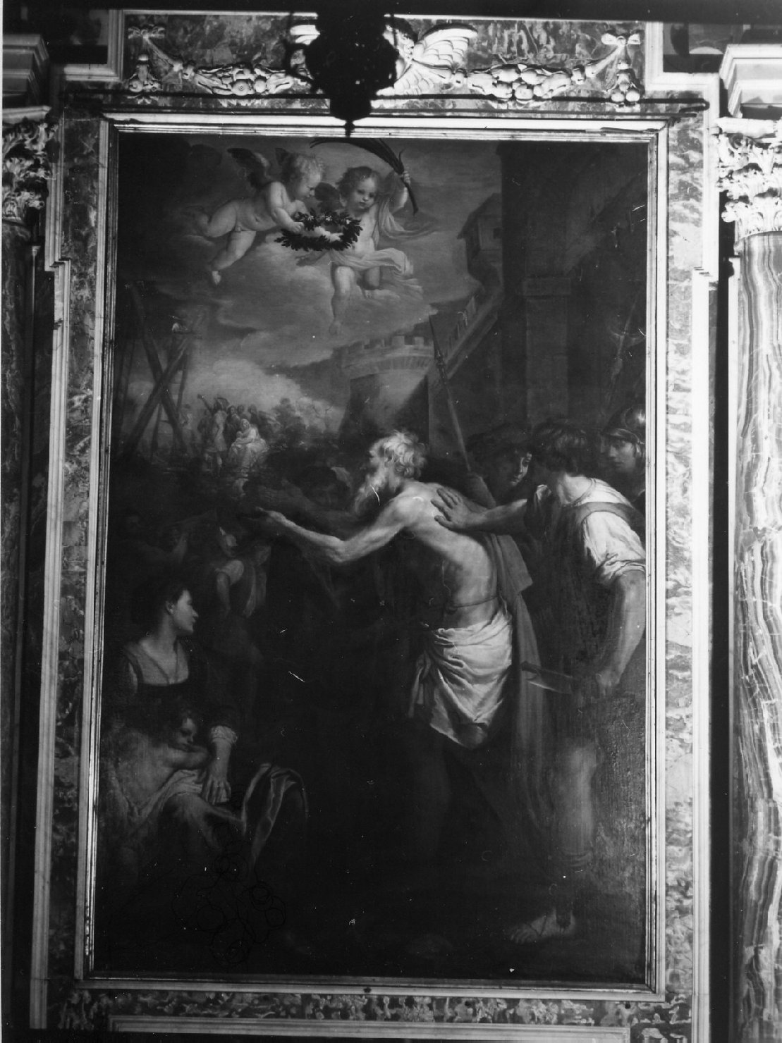 Sant'Andrea condotto al martirio (pala d'altare, elemento d'insieme) di Fiasella Domenico detto Sarzana (sec. XVII)
