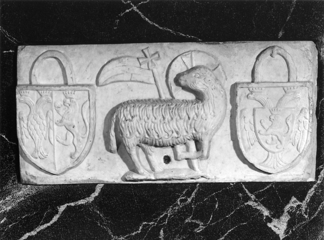 Agnus Dei (rilievo, frammento) - bottega ligure (secc. XIV/ XV)