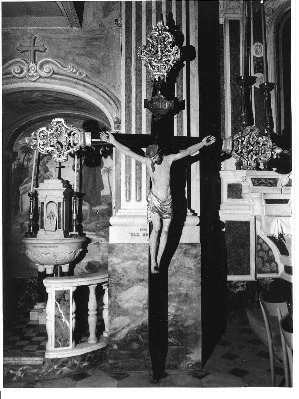 Cristo crocifisso (croce processionale, insieme) - bottega ligure (sec. XIX)