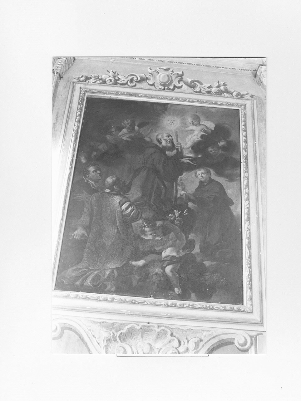 San Francesco di Paola tra Sant'Antonio da Padova, San Filippo Neri e San Vincenzo Ferrer (dipinto, opera isolata) - ambito italiano (sec. XVIII)