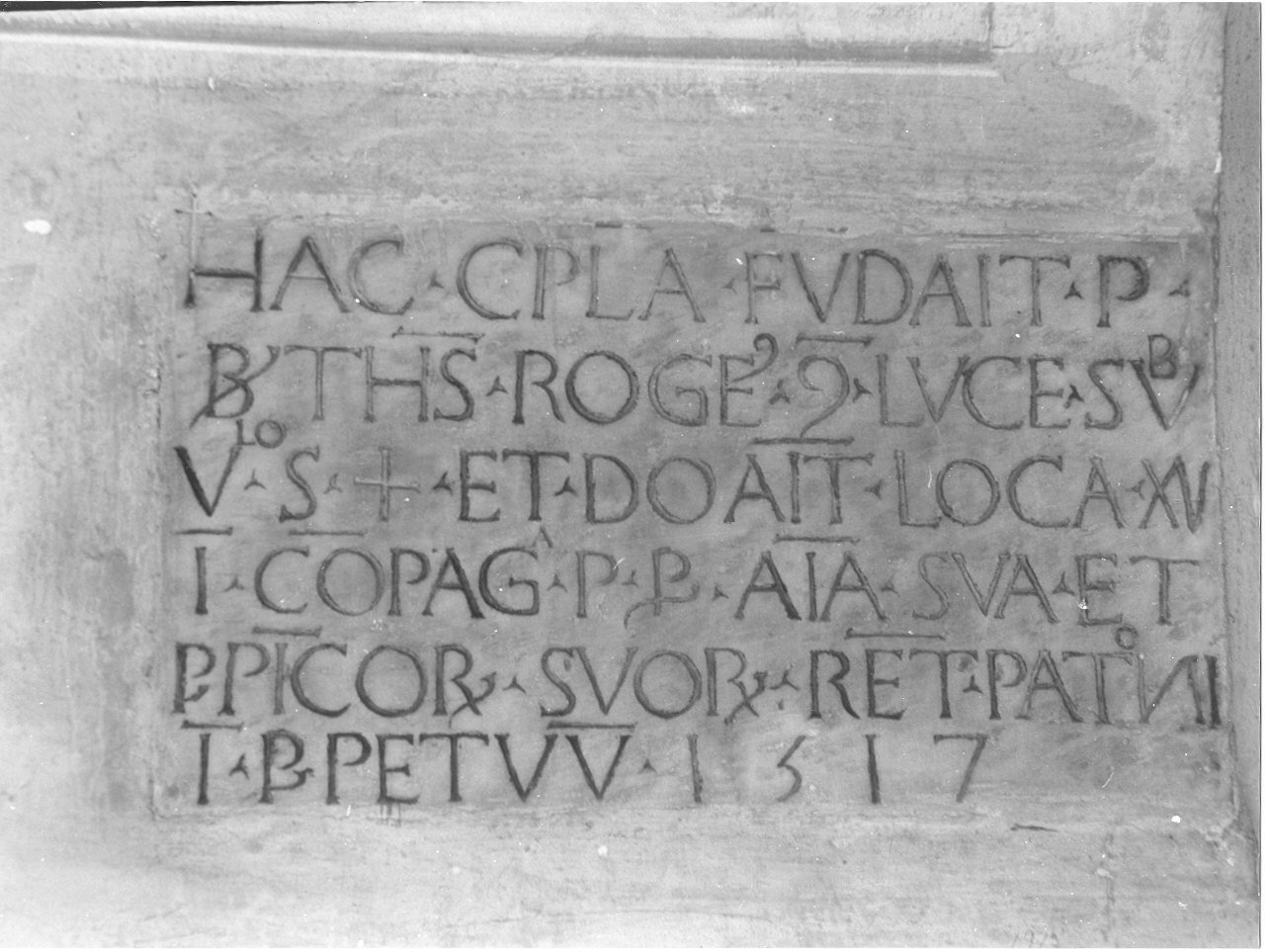 lapide documentaria, opera isolata - bottega italiana (primo quarto sec. XVI)