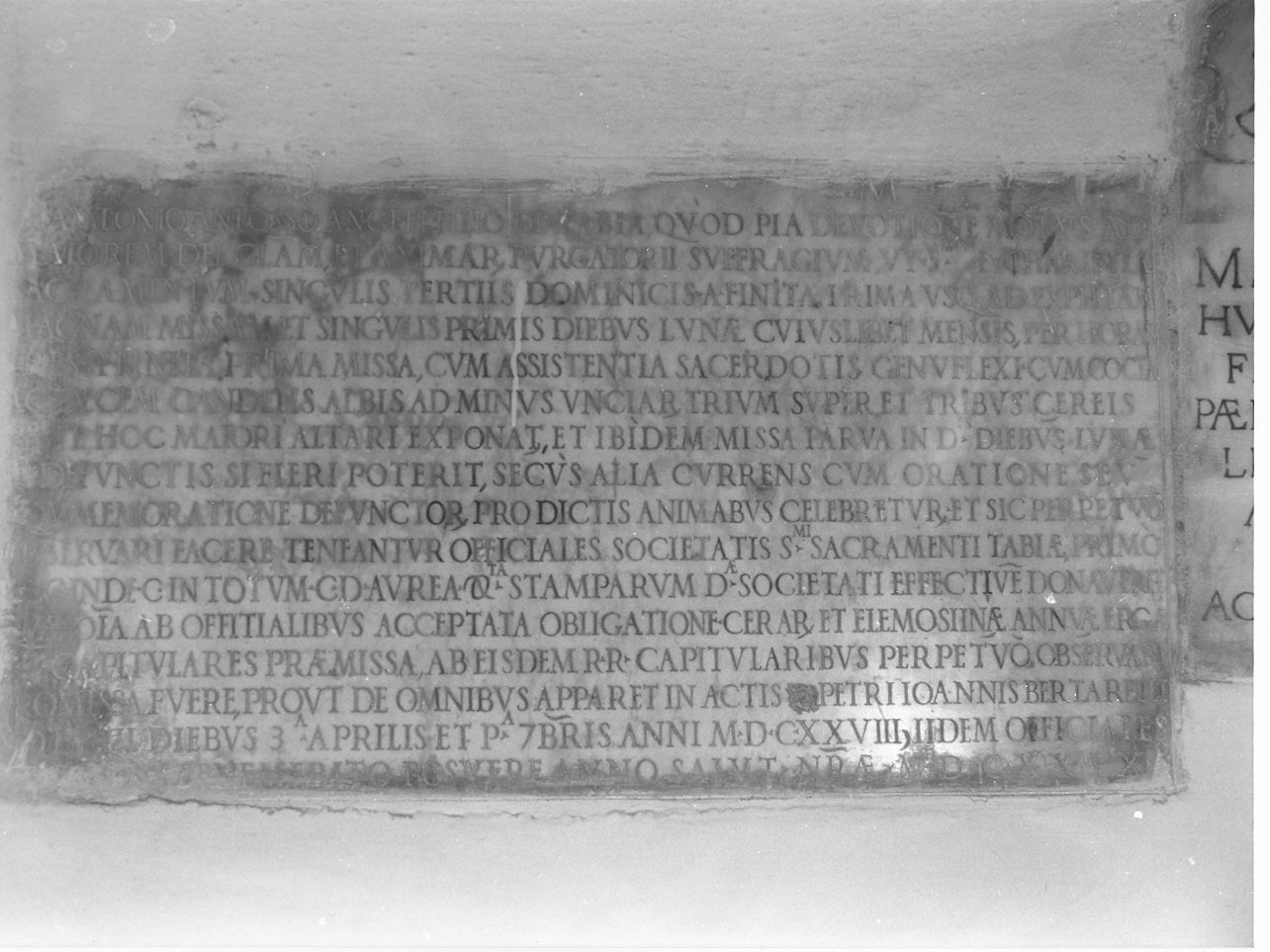 lapide documentaria, opera isolata - bottega italiana (secondo quarto sec. XVII)