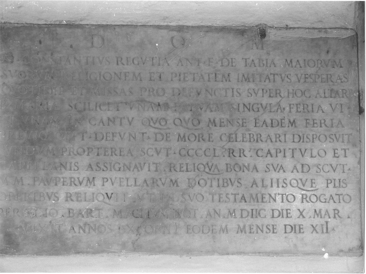 lapide documentaria, opera isolata - bottega italiana (fine sec. XVI)